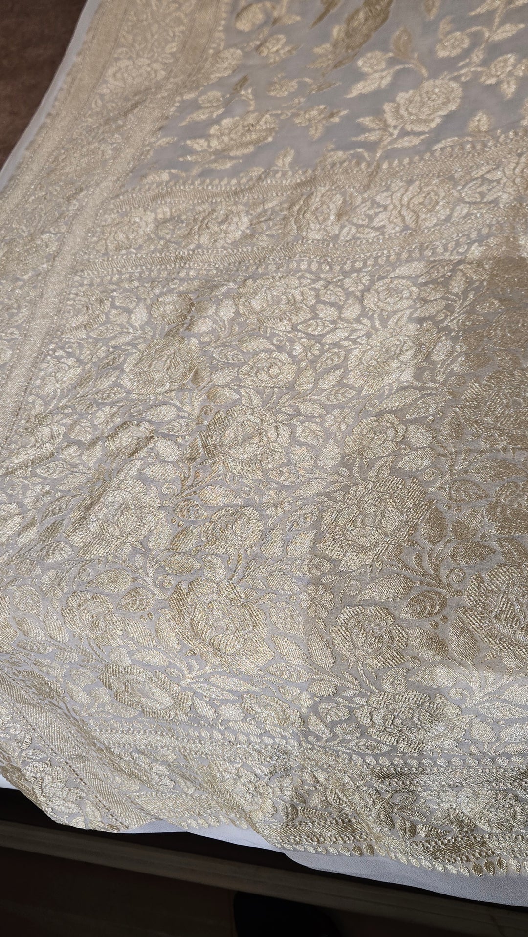 Off White Khaddi Banarasi Georgette Saree