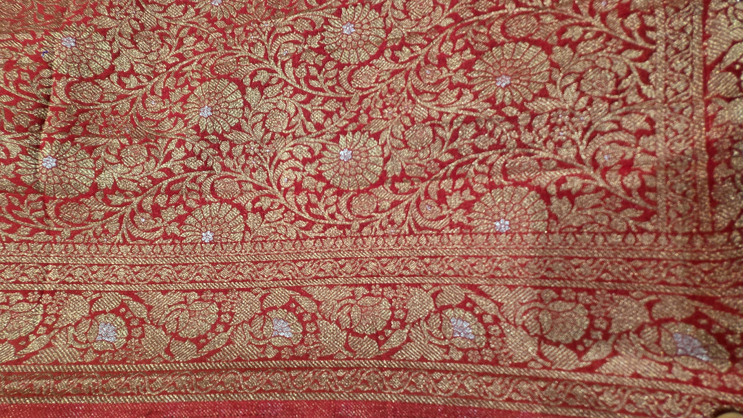 Premium Georgette Saree with Gold &amp; Silver Zari Work