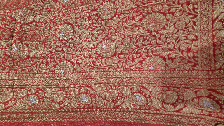 Premium Georgette Saree with Gold &amp; Silver Zari Work