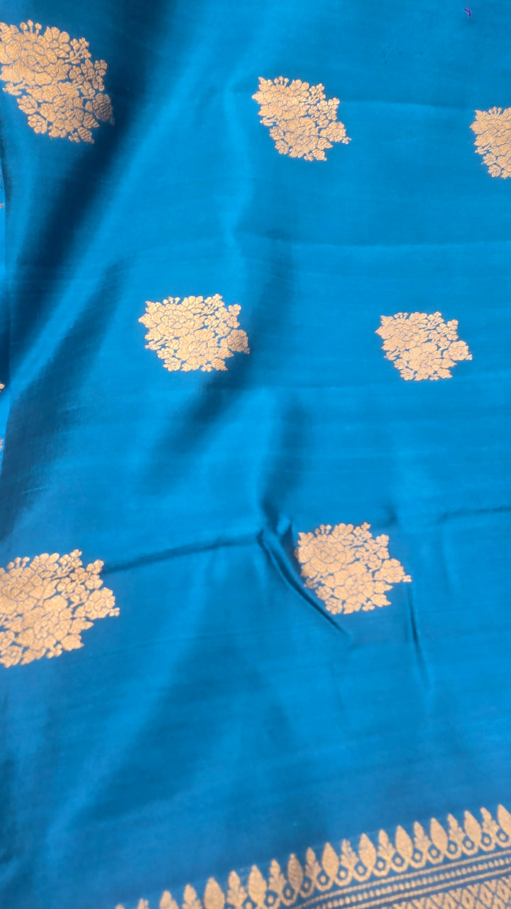 Peacock Blue Mango Katan silk Saree