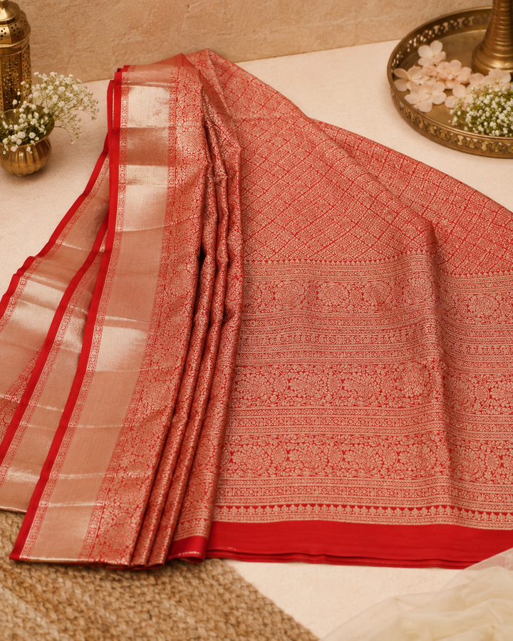 Premium Tissue Silk Saree with Antique Gold Zari Weaving