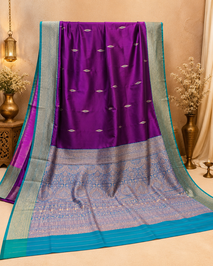 Premium Silk Banarasi Saree with Copper &amp; Golden Zari Weaving