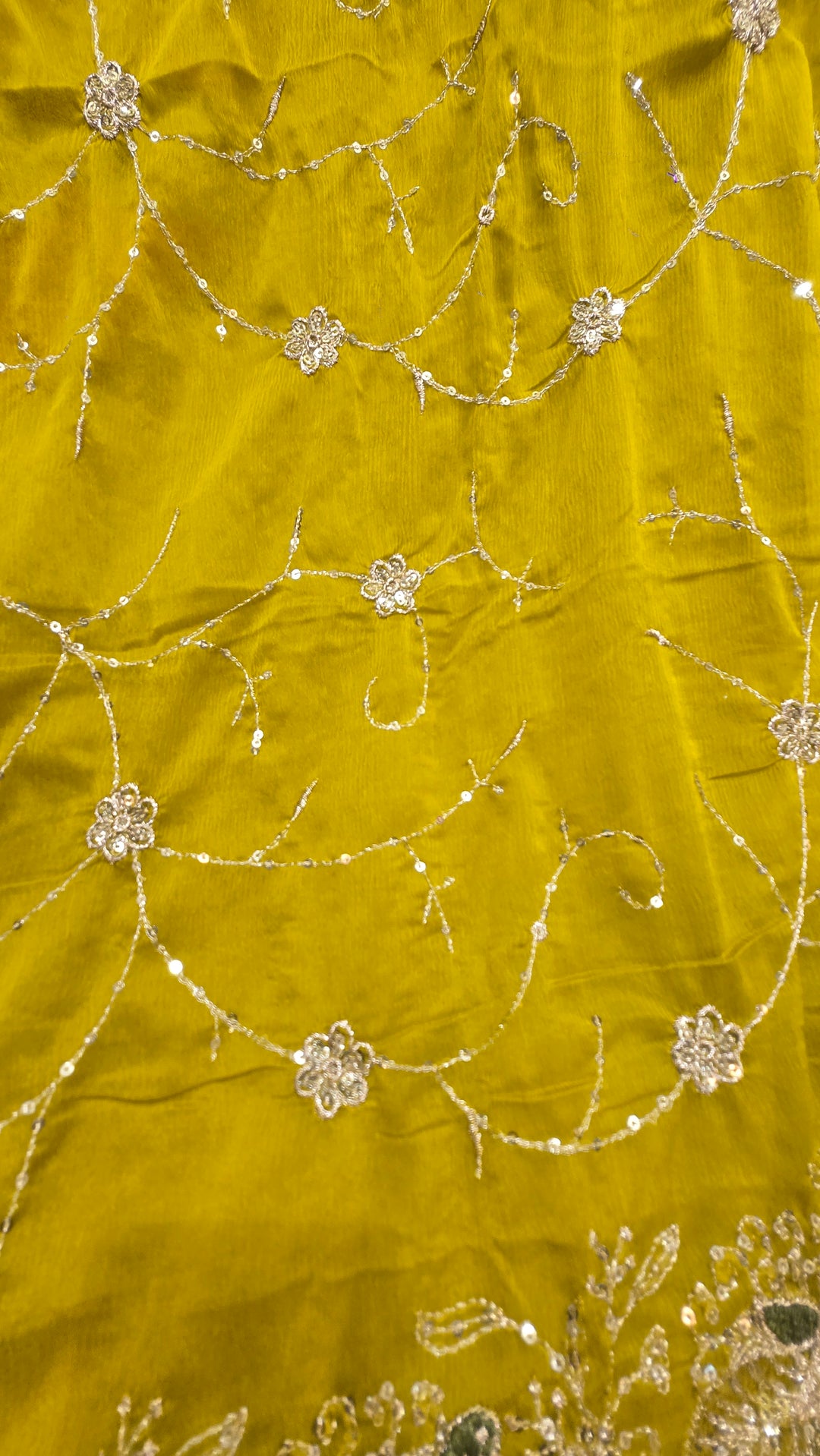 Yellow georget saree