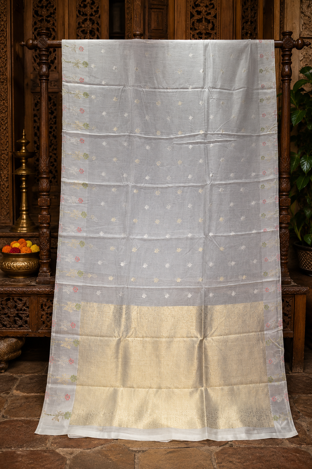 Banarasi Check Booti Saree with Sona Rupa Work