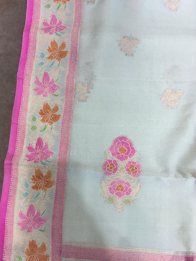 Premium Banarasi Silk Saree with Meenakari Zari Weaving