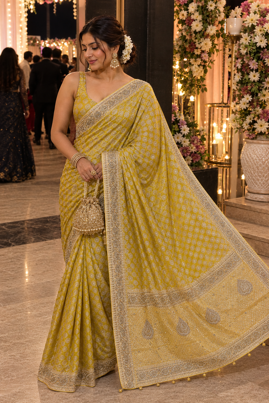Premium Pure Katan Handloom Saree with Hand Embroidery &amp; Zari Work