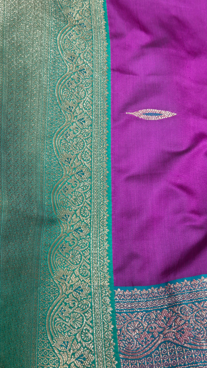 Premium Silk Banarasi Saree with Copper &amp; Golden Zari Weaving