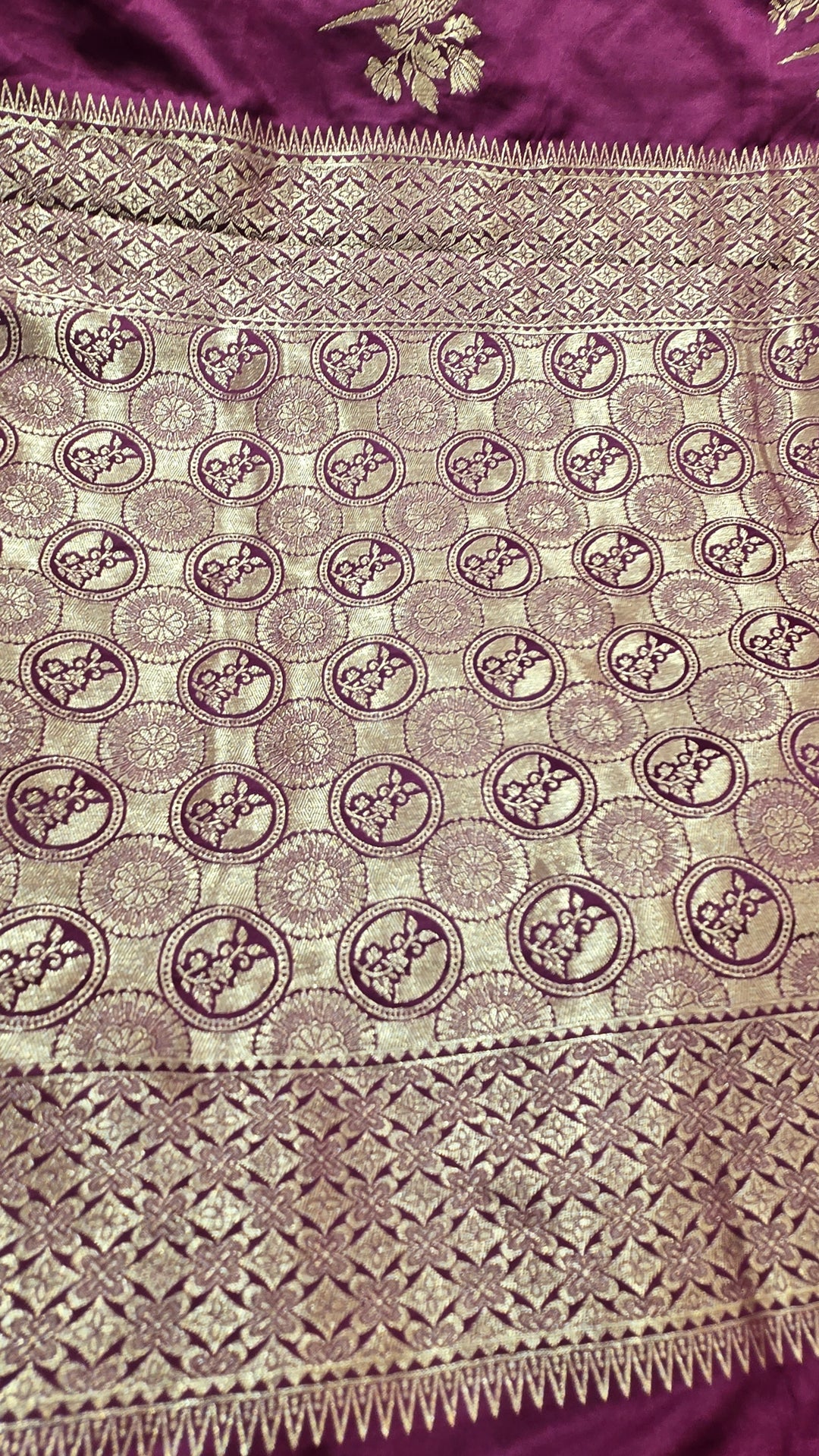 Banarasi Silk Saree with Rich Golden Zari Weaving