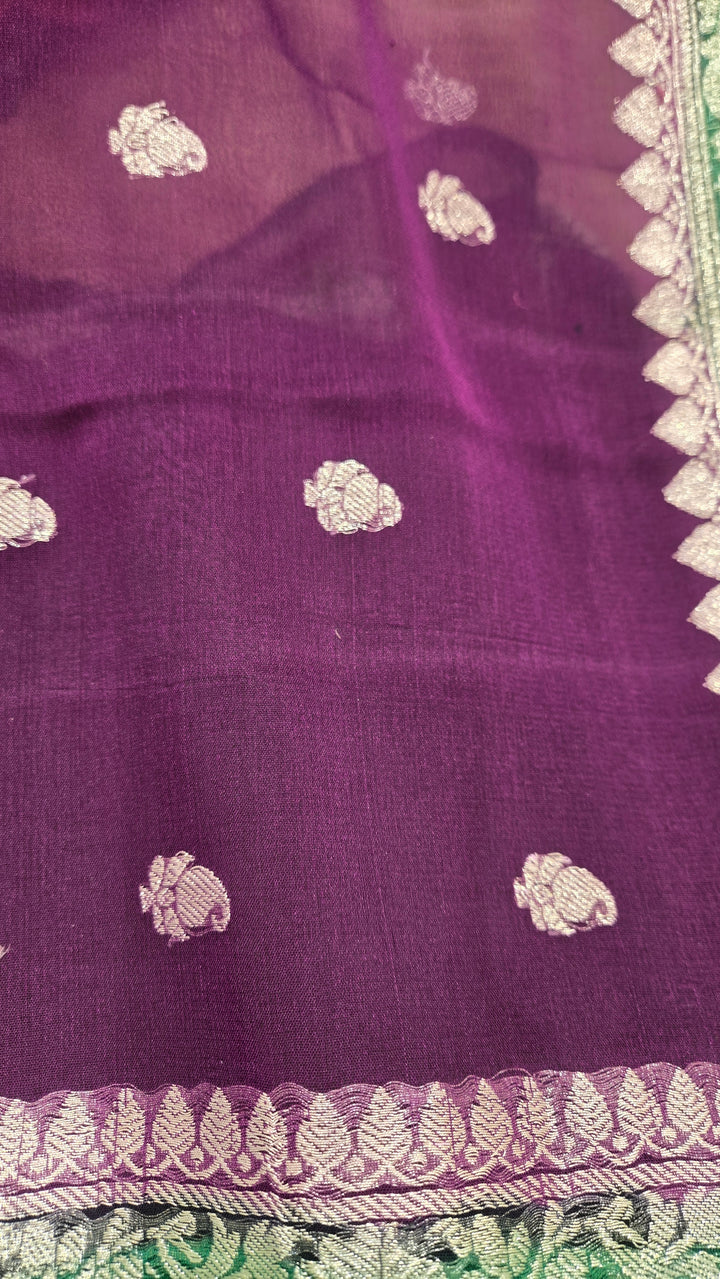 Mehreen Green Chiffon Banarasi Saree
