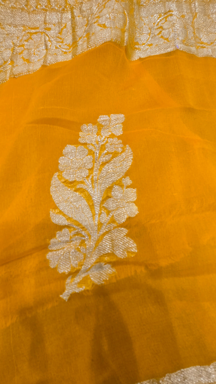 Yellow Chiffon Banarasi Saree