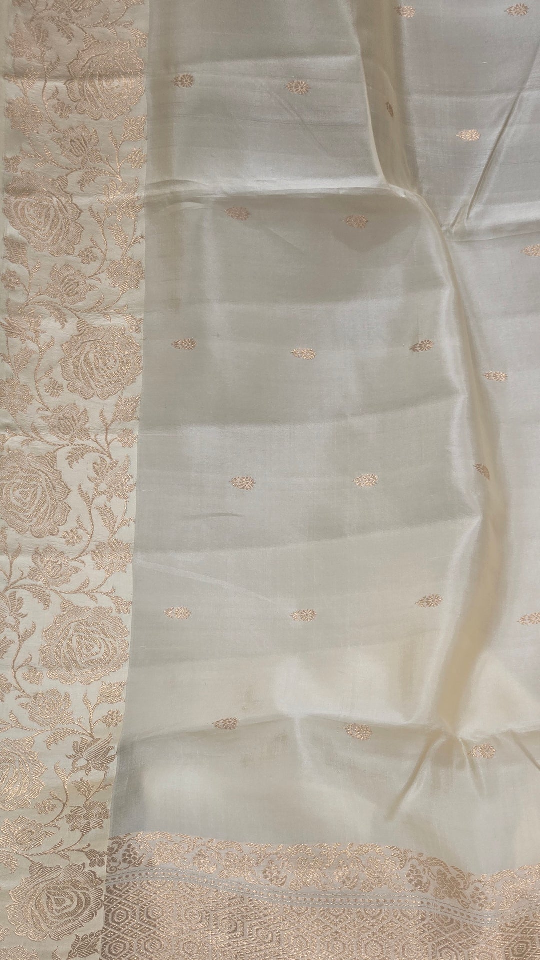 Cream Mango Katan Silk Saree