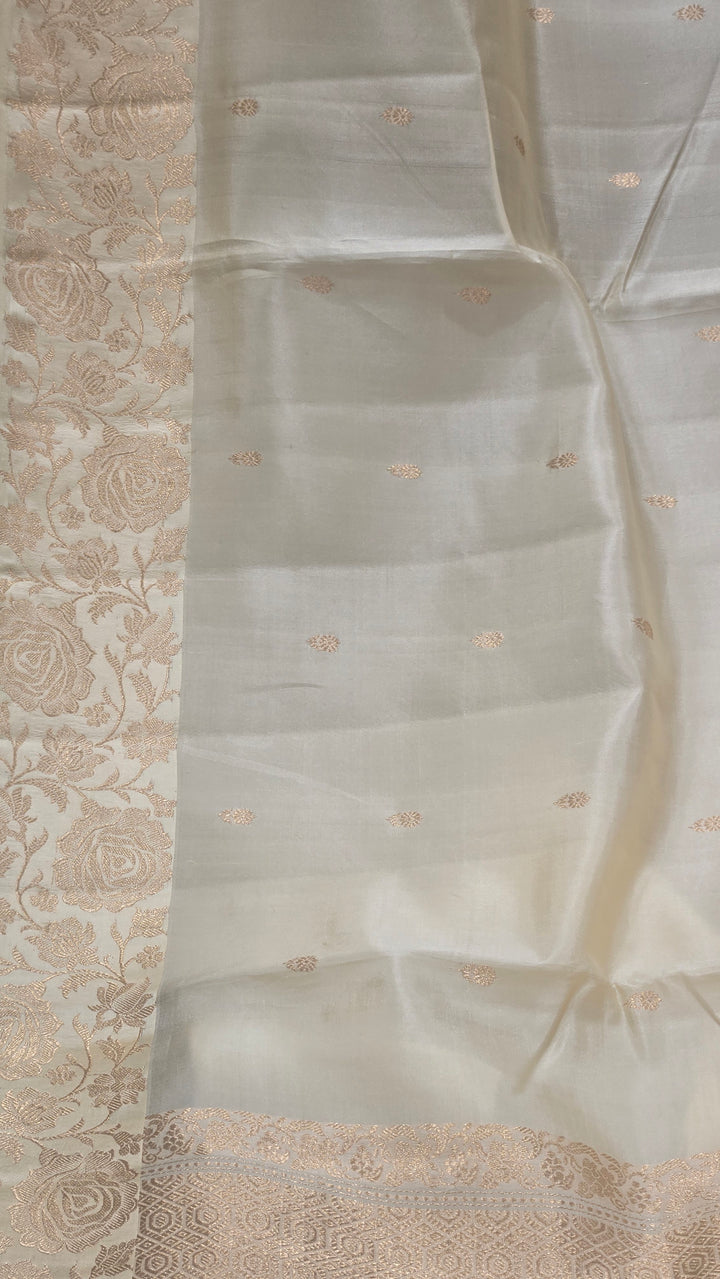 Cream Mango Katan Silk Saree