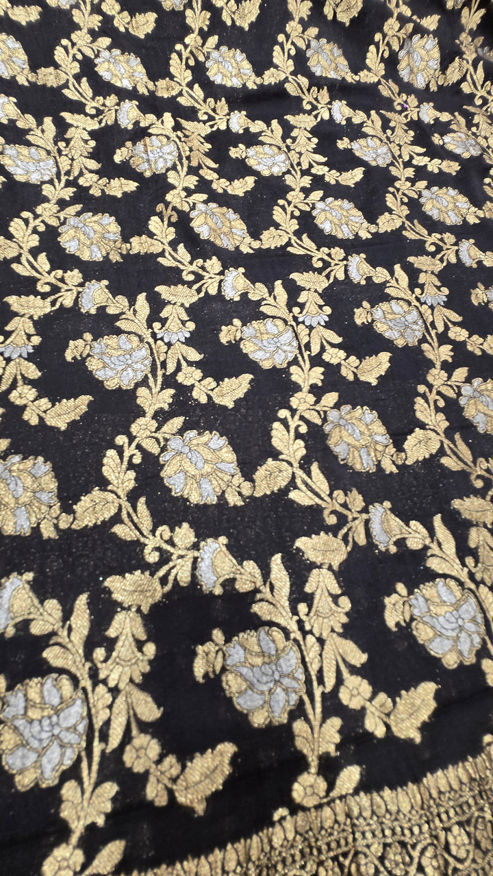 Premium Georgette Saree with Sona Rupa Floral Jaal Zari Weaving