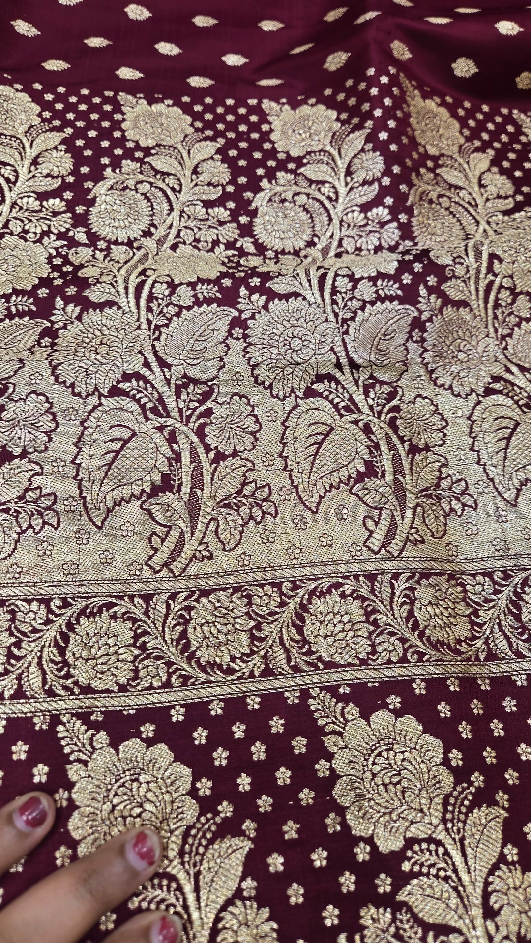 Dark Maroon Pure Banarasi Saree