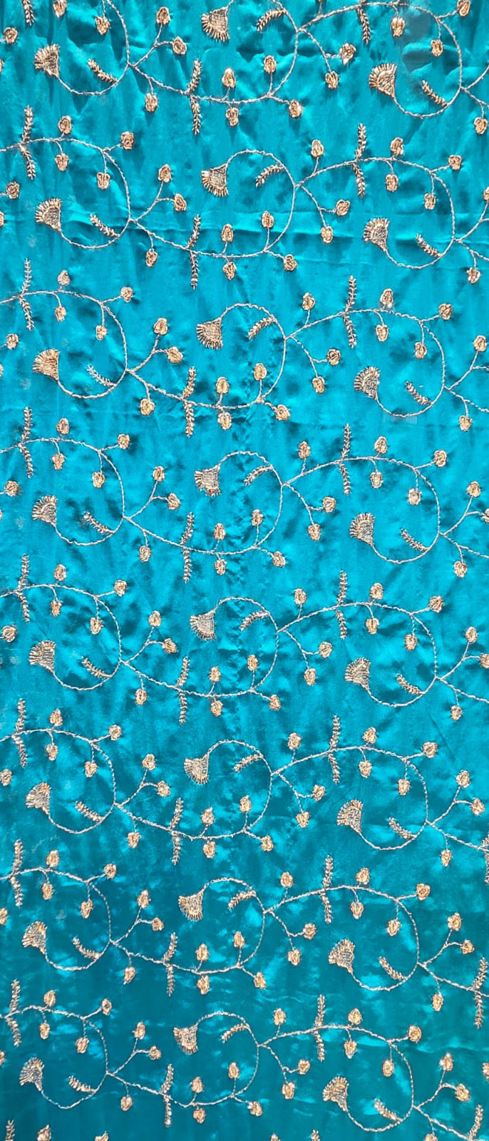 Turquoise Blue Chiffon Saree