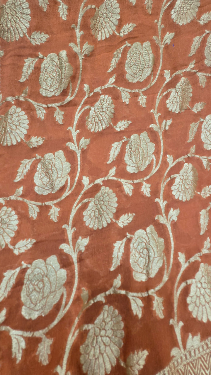 Orange Khaddi Banarasi Georgette Saree