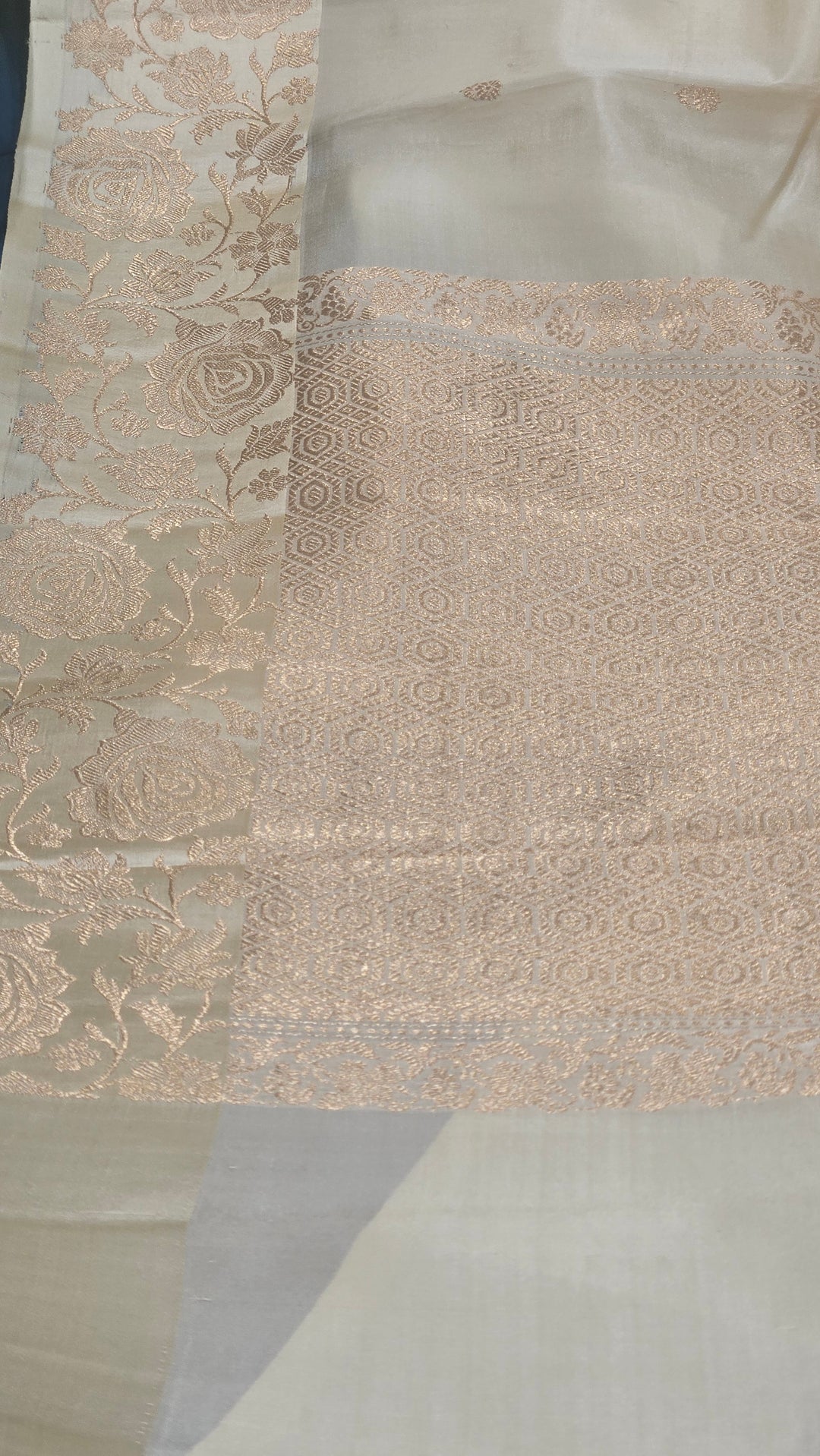 Cream Mango Katan Silk Saree
