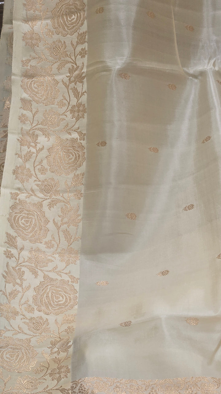 Cream Mango Katan Silk Saree
