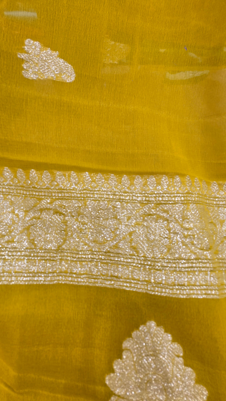 Mehndi Chiffon Banarasi Saree